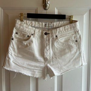 Free People White Jean Shorts with button fly closure
